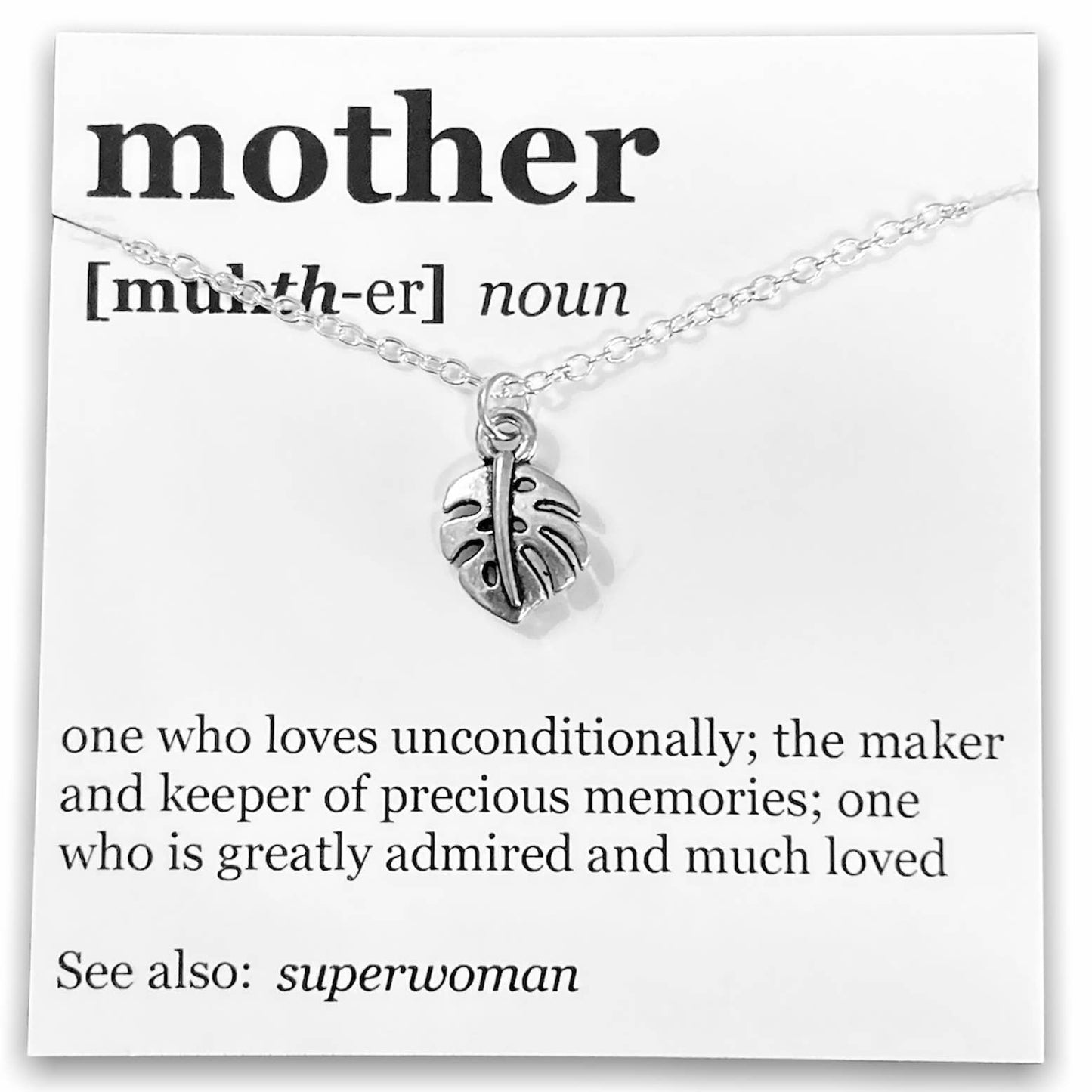 Mother's Day Pendant Necklace on "Mother" Dictionary Card