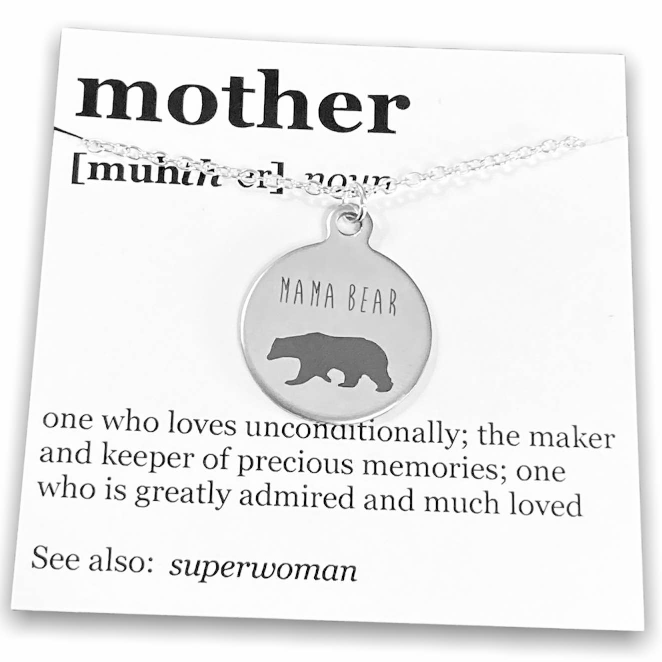 Mother's Day Pendant Necklace on "Mother" Dictionary Card