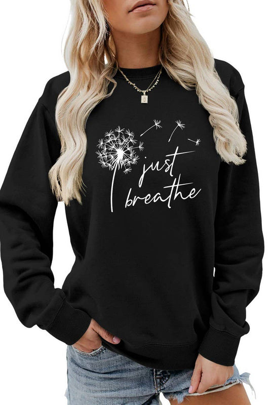 Just Breathe Dandelion Crewneck Pullover