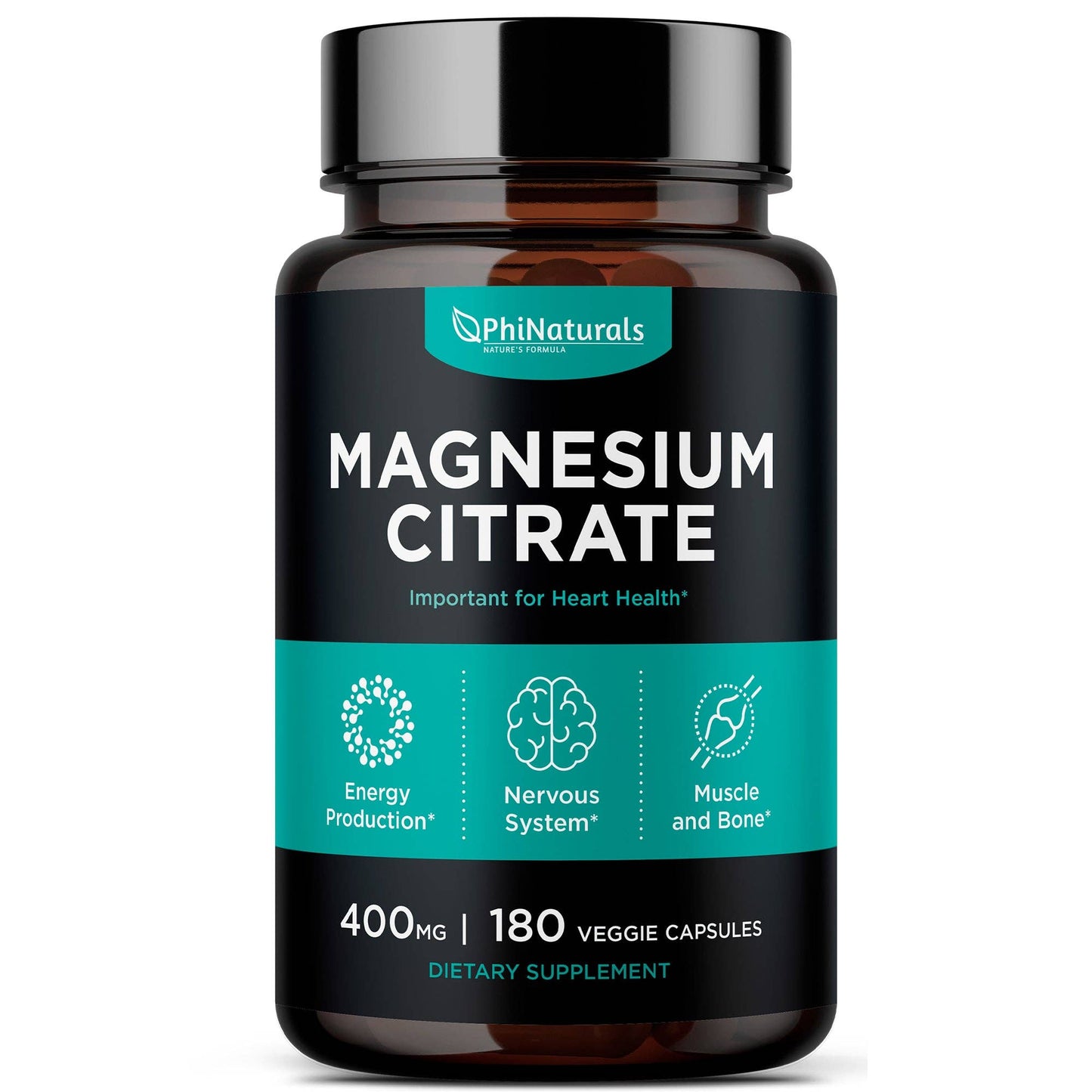 Excel Nutritionals LLC DBA Phi Naturals - Magnesium Citrate 400mg Supplement: 1-Pack