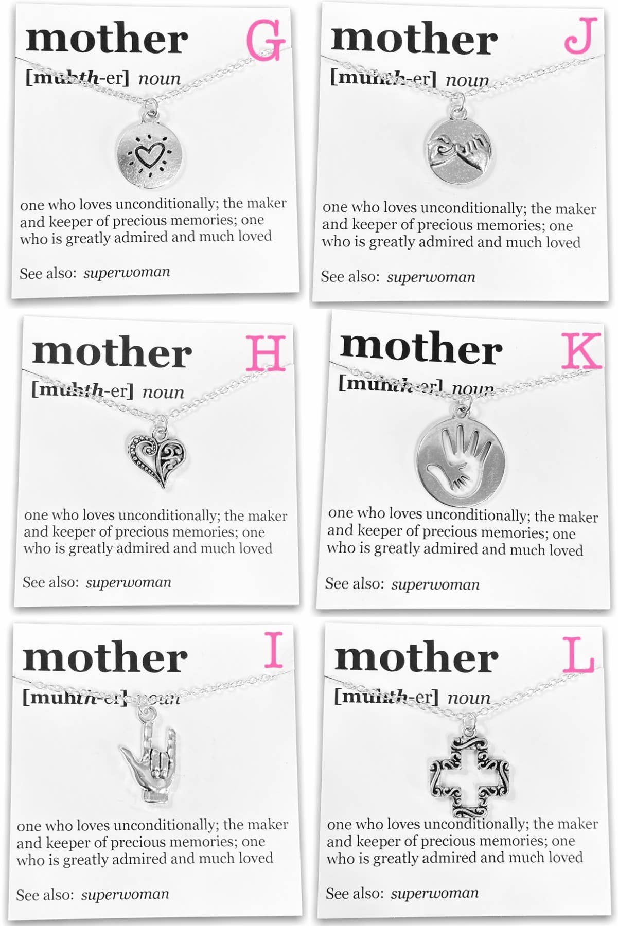 Mother's Day Pendant Necklace on "Mother" Dictionary Card