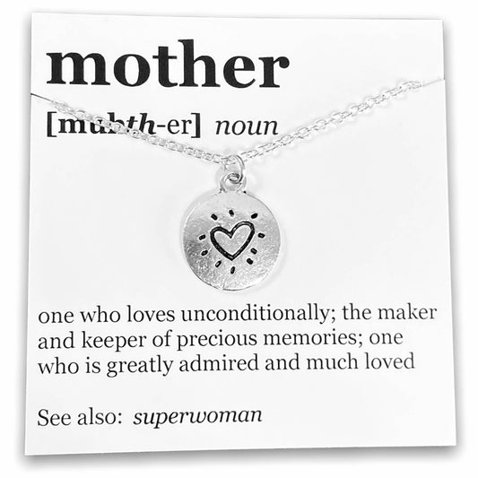 Mother's Day Pendant Necklace on "Mother" Dictionary Card