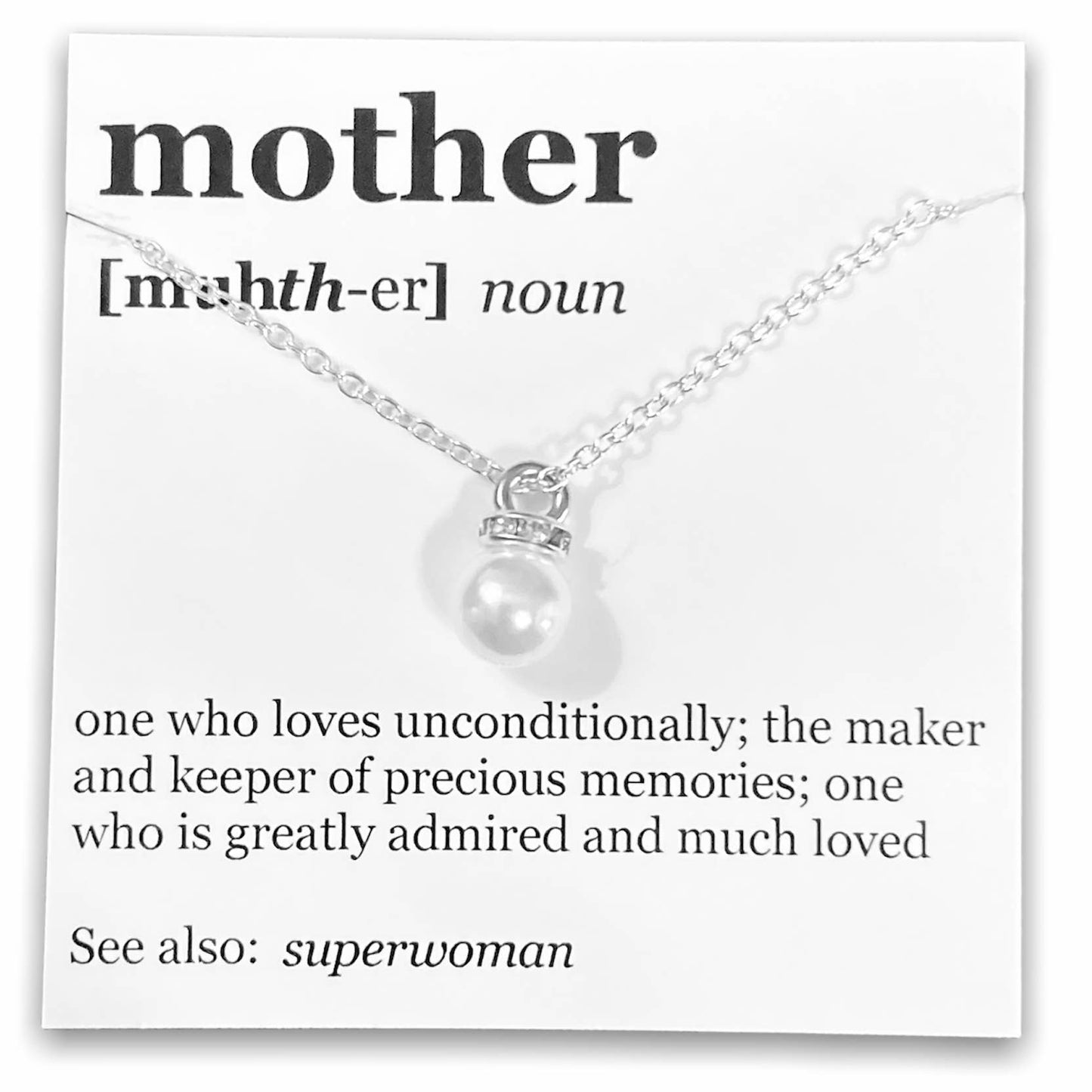 Mother's Day Pendant Necklace on "Mother" Dictionary Card