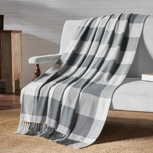 Annie Buffalo Check Grey Woven Throw 50x60