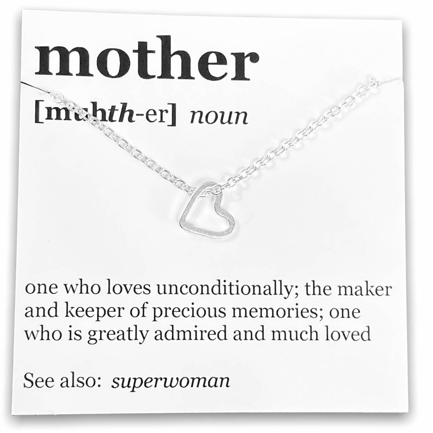 Mother's Day Pendant Necklace on "Mother" Dictionary Card