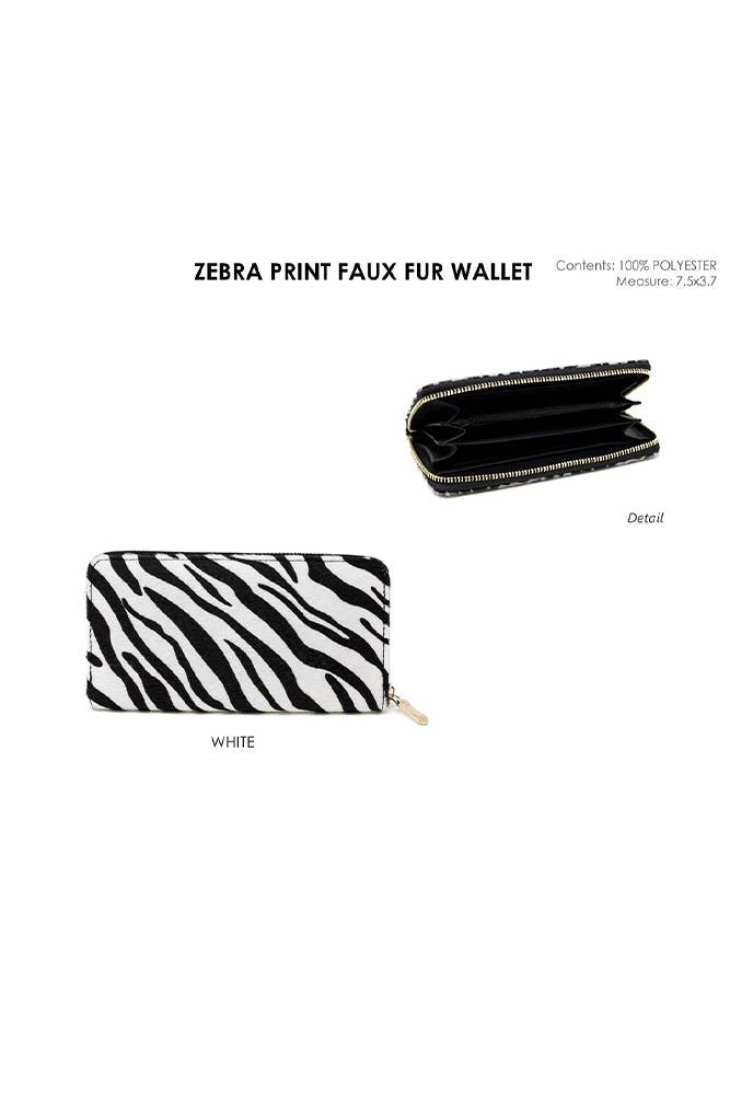 Zebra Print Faux Fur Wallet