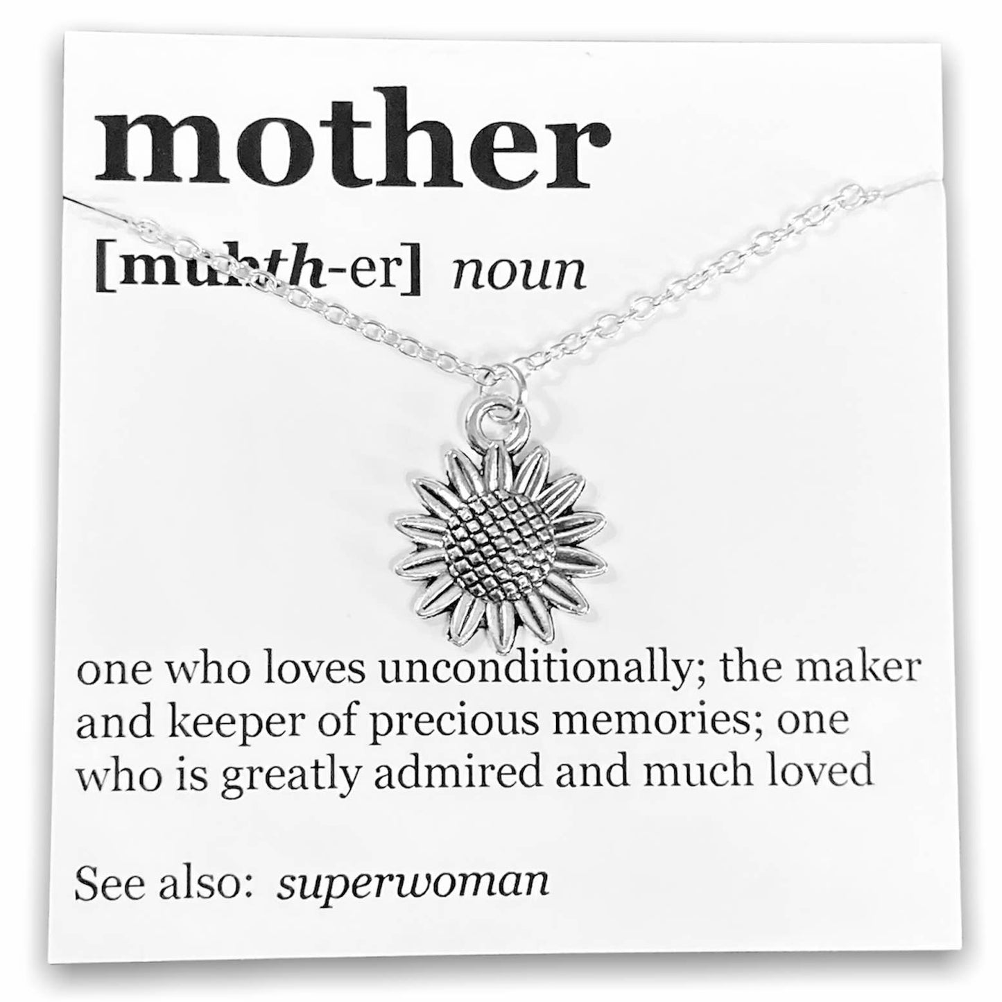 Mother's Day Pendant Necklace on "Mother" Dictionary Card