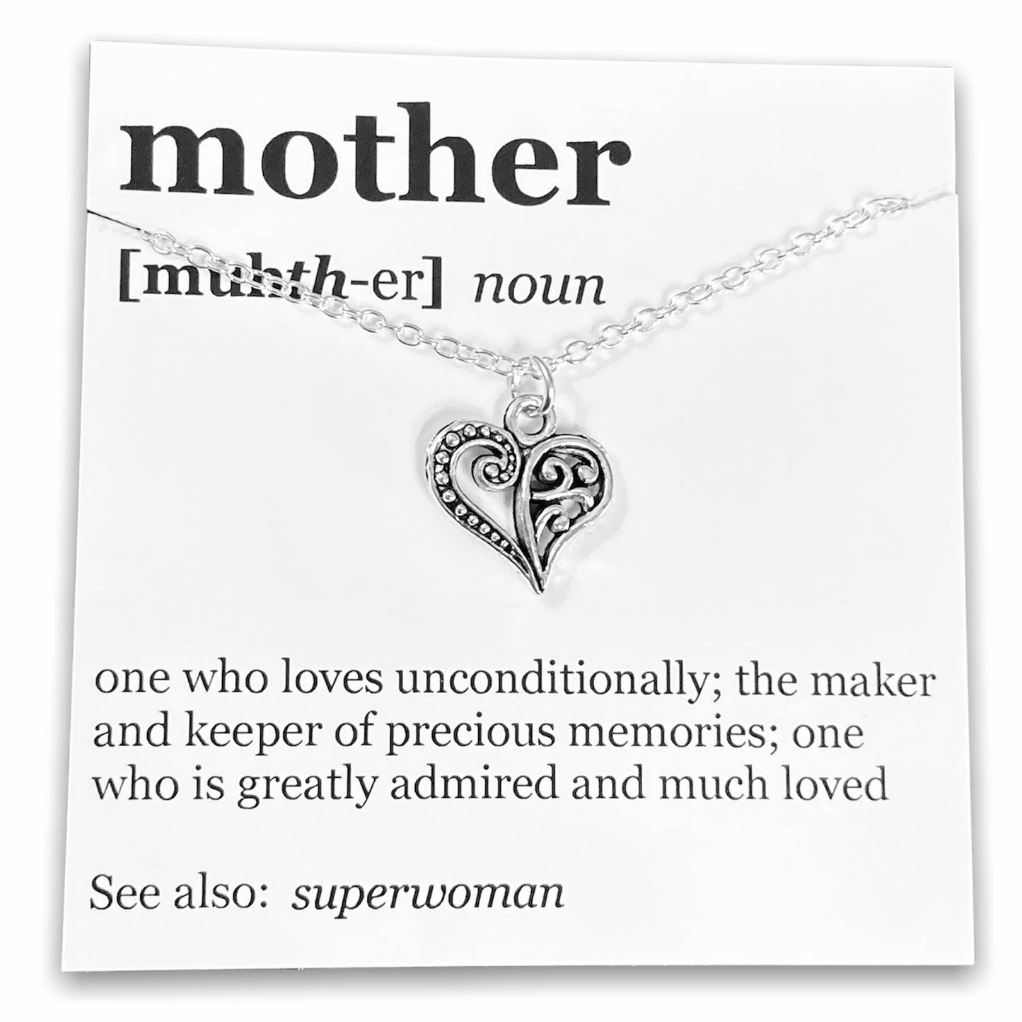 Mother's Day Pendant Necklace on "Mother" Dictionary Card