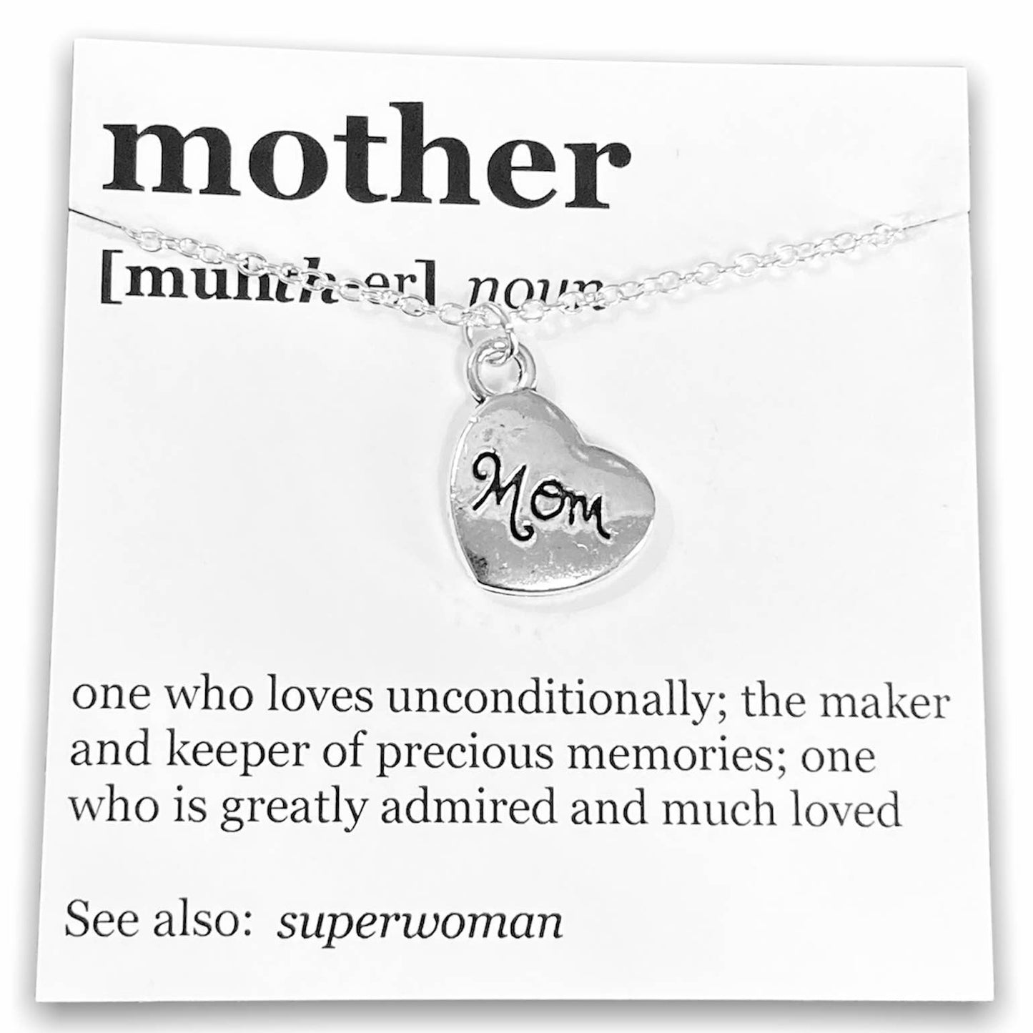 Mother's Day Pendant Necklace on "Mother" Dictionary Card