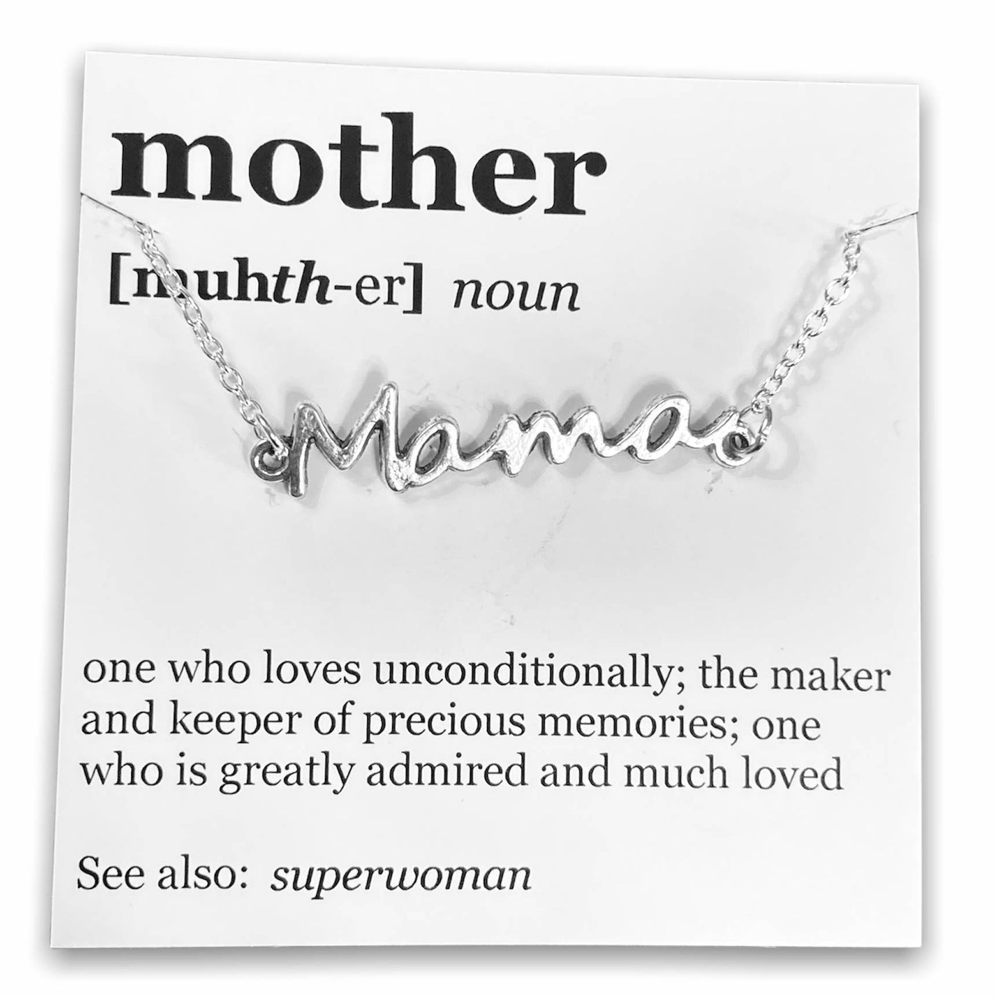 Mother's Day Pendant Necklace on "Mother" Dictionary Card: C
