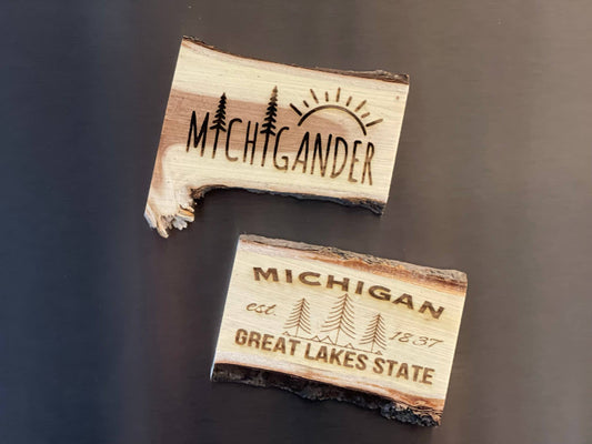 Michigan Proud Gifts - Old West Michigan Etched Log Magnet: Retro Michigan