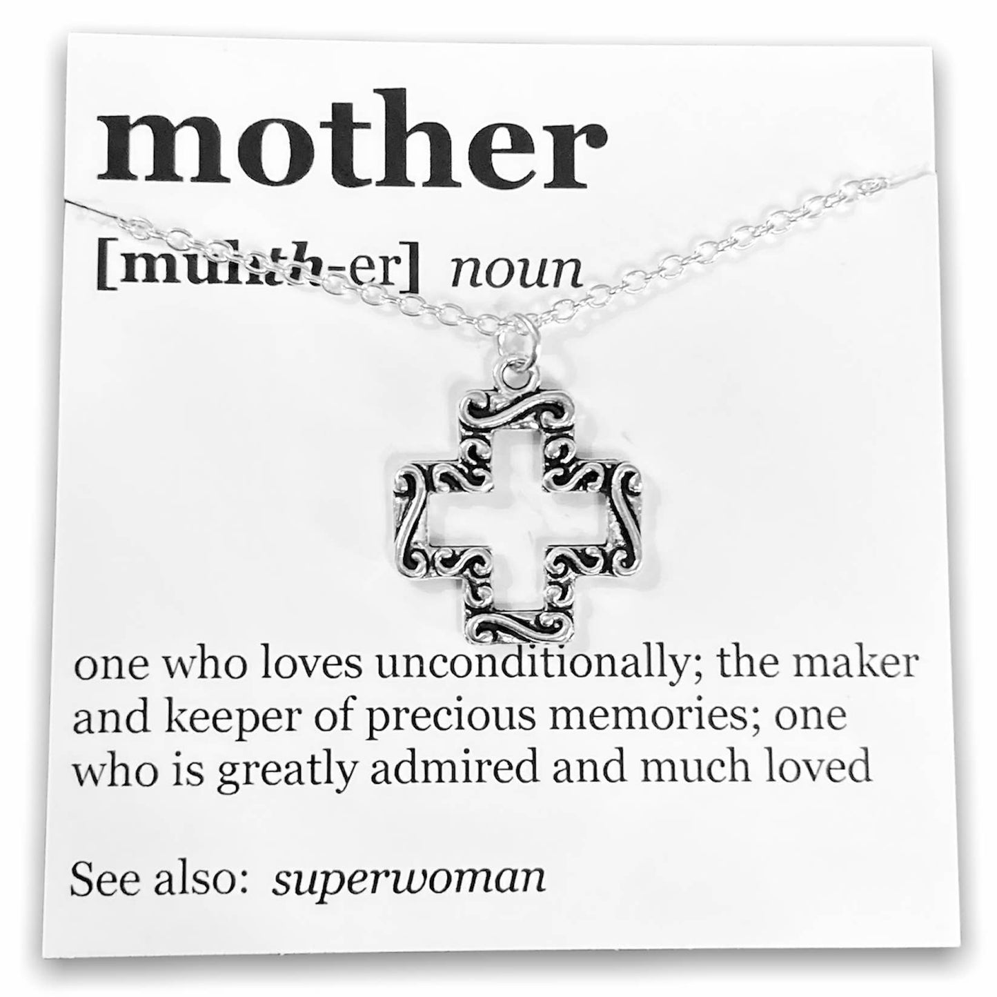 Mother's Day Pendant Necklace on "Mother" Dictionary Card