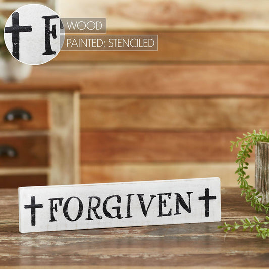 Forgiven with Crosses Wooden Sign 3x14