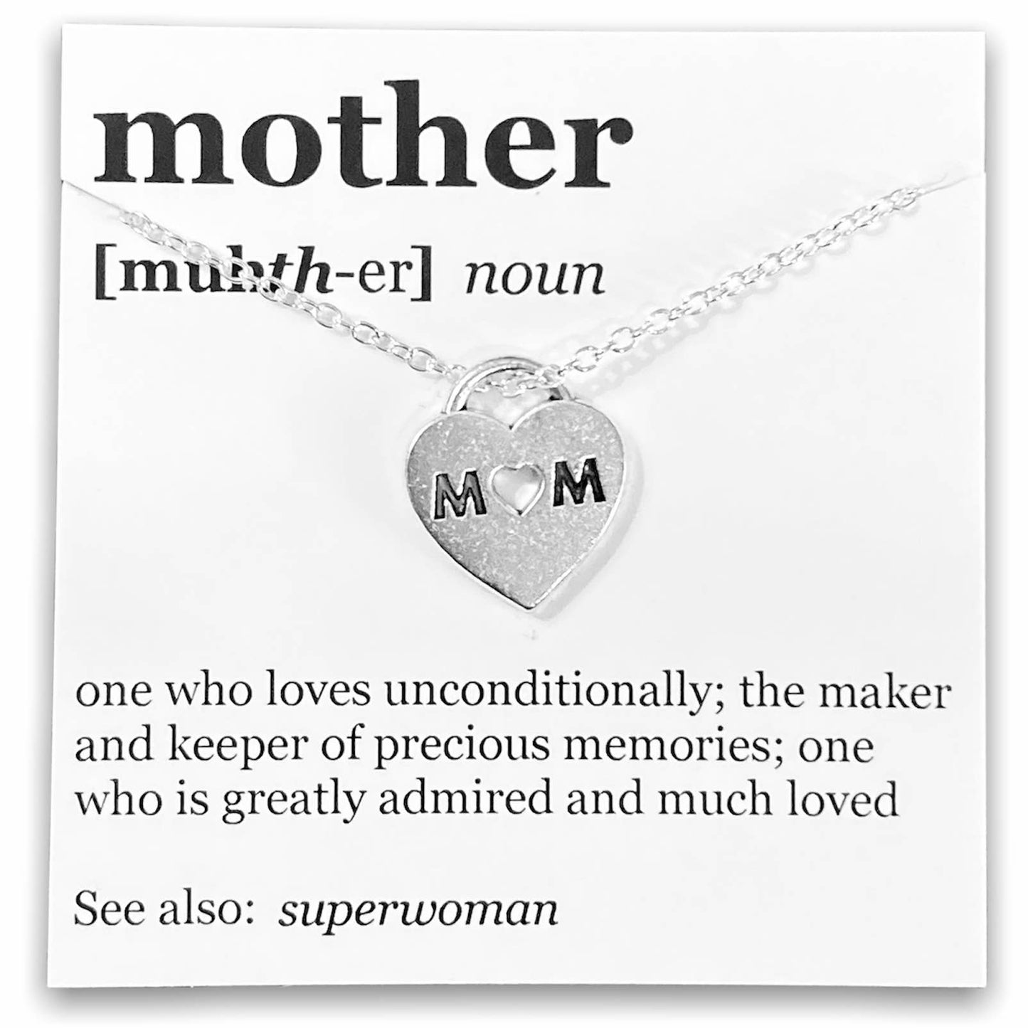 Mother's Day Pendant Necklace on "Mother" Dictionary Card