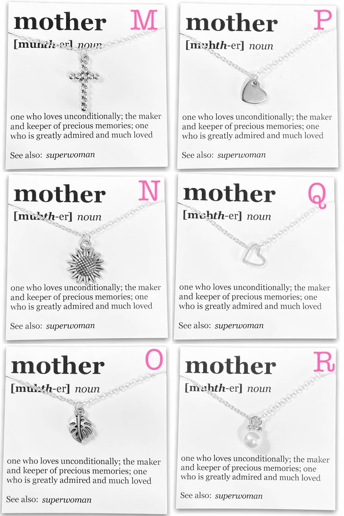 Mother's Day Pendant Necklace on "Mother" Dictionary Card