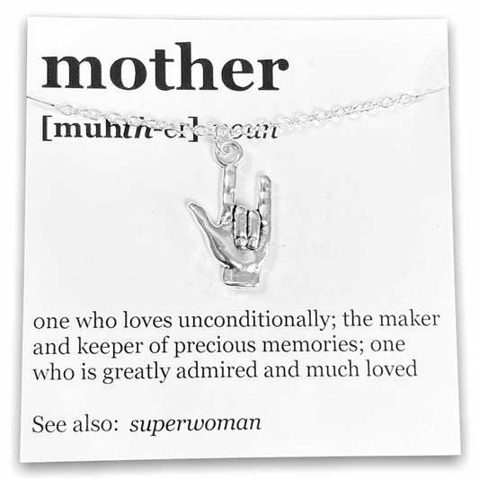 Mother's Day Pendant Necklace on "Mother" Dictionary Card