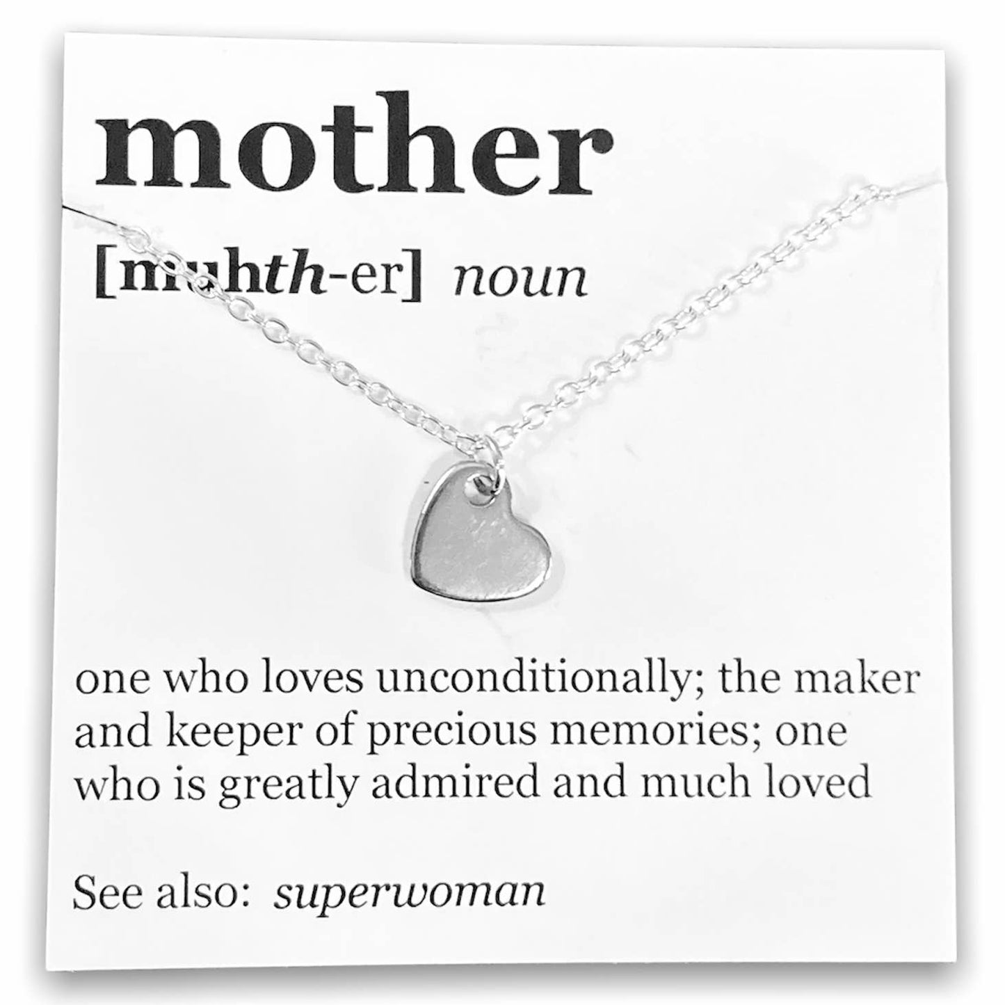Mother's Day Pendant Necklace on "Mother" Dictionary Card