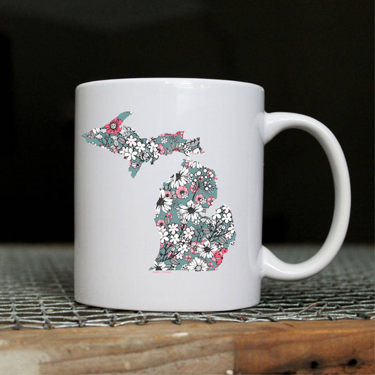 Pink Posey Floral Michigan Mug