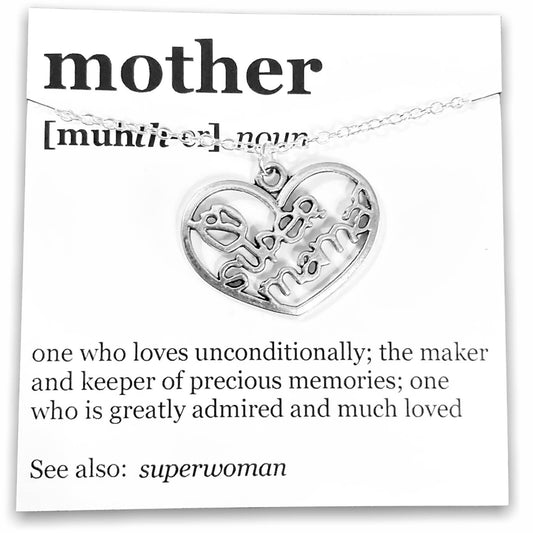 Mother's Day Pendant Necklace on "Mother" Dictionary Card