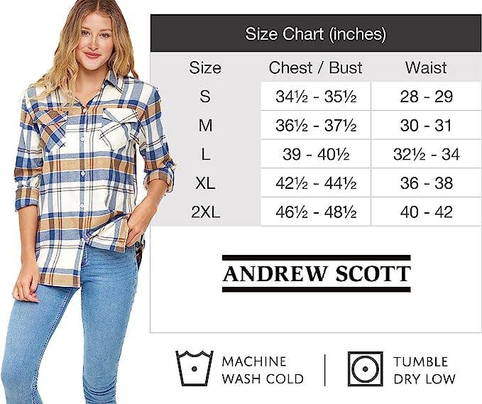 Women's Lightweight Button Down Flannel Shirt