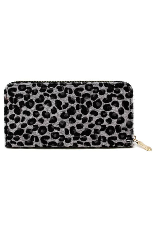 Hana - Leopard Animal Print Wallet: Gray