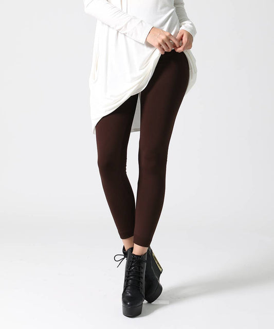 PLUS SIZE Seamless Full-length Leggings: Brown-One Size