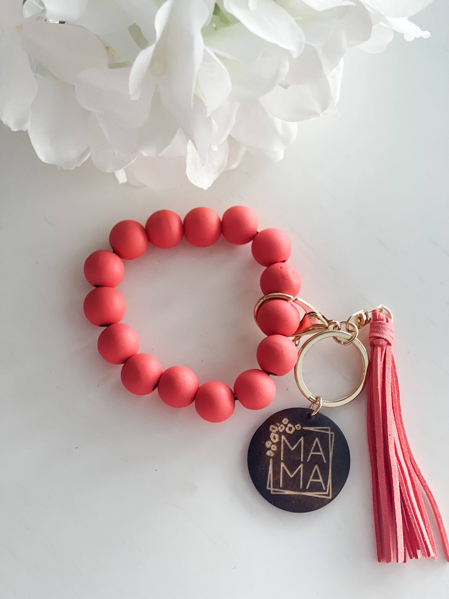 Mama Wristlet Keychain "Coral"