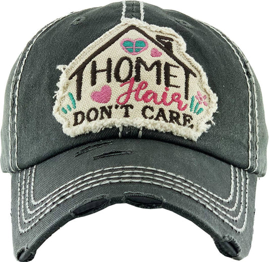 HOME HAIR DON'T CARE Washed Vintage Distressed Baseball Cap