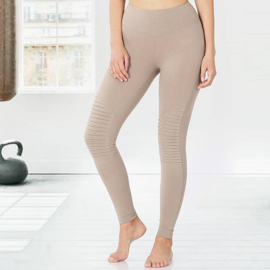 Premium Cotton Tummy Control Moto Leggings: ASHMOCHA